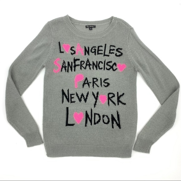 Pretty Rebellious Gray City Graphic Crewneck Pullover Sweater Size Large - Picture 1 of 8